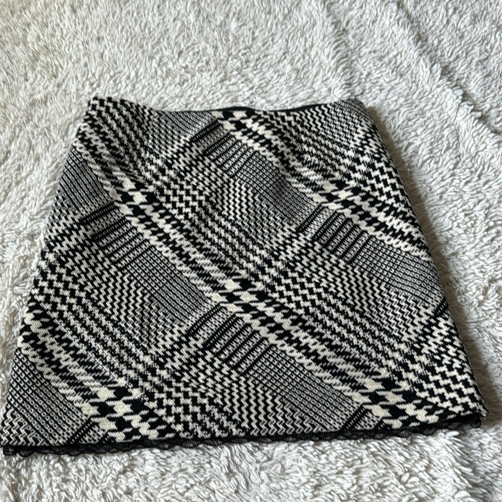 KENNETH COLE NY SKIRT black white houndstooth plaid wool short length size 12 - Picture 8 of 12